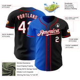 Custom Black White Thunder Blue-Red Authentic Gradient Fashion Baseball Jersey