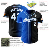 Custom Black White Thunder Blue-Light Blue Authentic Gradient Fashion Baseball Jersey