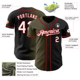 Custom Black White Olive-Red Authentic Gradient Fashion Baseball Jersey