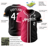 Custom Black White-Neon Pink Authentic Gradient Fashion Baseball Jersey