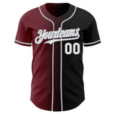 Custom Black White Burgundy-Gray Authentic Gradient Fashion Baseball Jersey