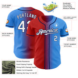 Custom Electric Blue White Red-Navy Authentic Gradient Fashion Baseball Jersey