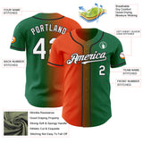 Custom Kelly Green White Orange-Black Authentic Gradient Fashion Baseball Jersey