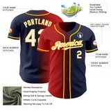 Custom Navy White Red-Gold Authentic Gradient Fashion Baseball Jersey