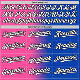 Custom Thunder Blue White Pink-Black Authentic Gradient Fashion Baseball Jersey