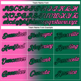 Custom Kelly Green Pink-Black Gradient Fashion Performance T-Shirt