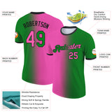 Custom Grass Green Pink-Black Gradient Fashion Performance T-Shirt