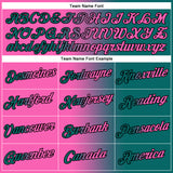 Custom Teal Pink-Black Gradient Fashion Performance T-Shirt