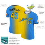 Custom Powder Blue Yellow-Black Gradient Fashion Performance T-Shirt
