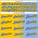 Custom Light Blue Yellow-Navy Gradient Fashion Performance T-Shirt