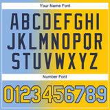 Custom Light Blue Yellow-Navy Gradient Fashion Performance T-Shirt