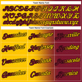 Custom Crimson Yellow-Black Gradient Fashion Performance T-Shirt