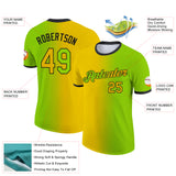 Custom Neon Green Yellow-Black Gradient Fashion Performance T-Shirt