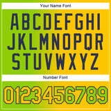 Custom Neon Green Yellow-Navy Gradient Fashion Performance T-Shirt