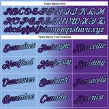 Custom Purple Light Blue-Black Gradient Fashion Performance T-Shirt