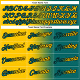 Custom Teal Yellow-Black Gradient Fashion Performance T-Shirt