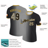 Custom Black Gray-Old Gold Gradient Fashion Performance T-Shirt