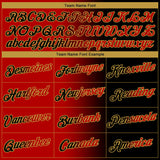 Custom Black Red-Old Gold Gradient Fashion Performance T-Shirt