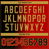 Custom Black Red-Old Gold Gradient Fashion Performance T-Shirt