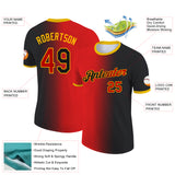 Custom Black Red-Gold Gradient Fashion Performance T-Shirt