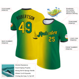 Custom Kelly Green Yellow-Black Gradient Fashion Performance T-Shirt