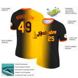 Custom Black Gold-Orange Gradient Fashion Performance T-Shirt