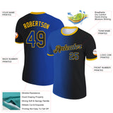 Custom Black Royal-Gold Gradient Fashion Performance T-Shirt