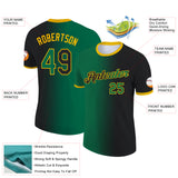 Custom Black Kelly Green-Gold Gradient Fashion Performance T-Shirt
