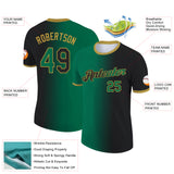 Custom Black Kelly Green-Old Gold Gradient Fashion Performance T-Shirt