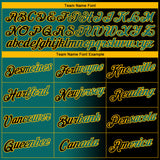 Custom Black Teal-Gold Gradient Fashion Performance T-Shirt
