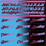 Custom Black Sky Blue-Pink Gradient Fashion Performance T-Shirt