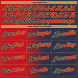 Custom Navy Red-Old Gold Gradient Fashion Performance T-Shirt