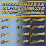 Custom Navy Light Blue-Gold Gradient Fashion Performance T-Shirt