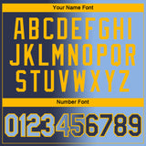 Custom Navy Light Blue-Gold Gradient Fashion Performance T-Shirt