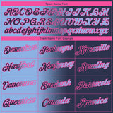 Custom Navy Light Blue-Pink Gradient Fashion Performance T-Shirt