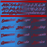 Custom Navy Powder Blue-Red Gradient Fashion Performance T-Shirt