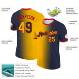 Custom Navy Gold-Red Gradient Fashion Performance T-Shirt