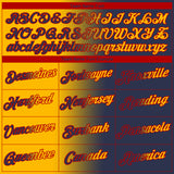 Custom Navy Gold-Red Gradient Fashion Performance T-Shirt