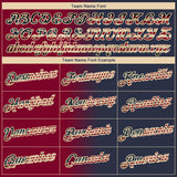 Custom Navy Vintage USA Flag Maroon-City Cream Gradient Fashion Performance T-Shirt