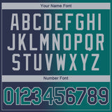 Custom Navy Teal-Gray Gradient Fashion Performance T-Shirt