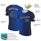 Custom Navy Royal-Gray Gradient Fashion Performance T-Shirt