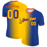 Custom Royal Yellow-Orange Gradient Fashion Performance T-Shirt