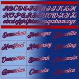 Custom Royal Light Blue-Red Gradient Fashion Performance T-Shirt