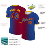 Custom Royal Maroon-Gold Gradient Fashion Performance T-Shirt