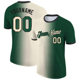 Custom Green Cream-Black Gradient Fashion Performance T-Shirt