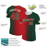 Custom Green Red-Cream Gradient Fashion Performance T-Shirt