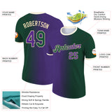 Custom Green Purple-Cream Gradient Fashion Performance T-Shirt