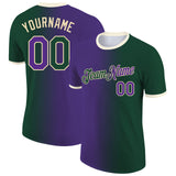 Custom Green Purple-Cream Gradient Fashion Performance T-Shirt