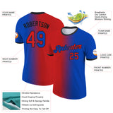 Custom Thunder Blue Red-Black Gradient Fashion Performance T-Shirt