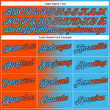 Custom Sky Blue Orange-Navy Gradient Fashion Performance T-Shirt